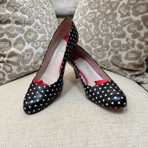 Boden | Heels | Leather | Black & White Polka Dots | 9.5 (41)
